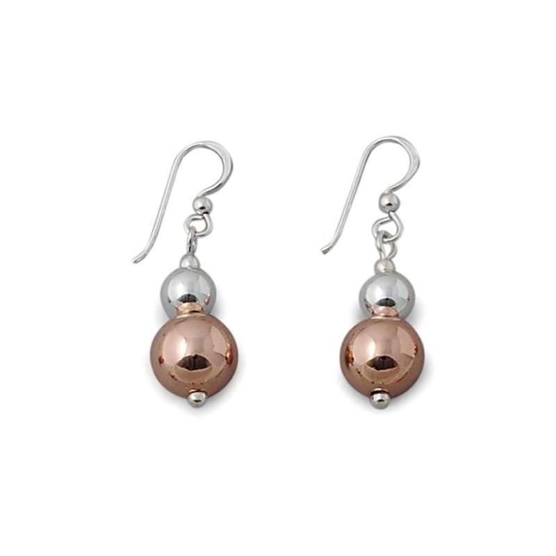 Von Treskow Sterling Silver/Rose Gold Double Ball Earrings
