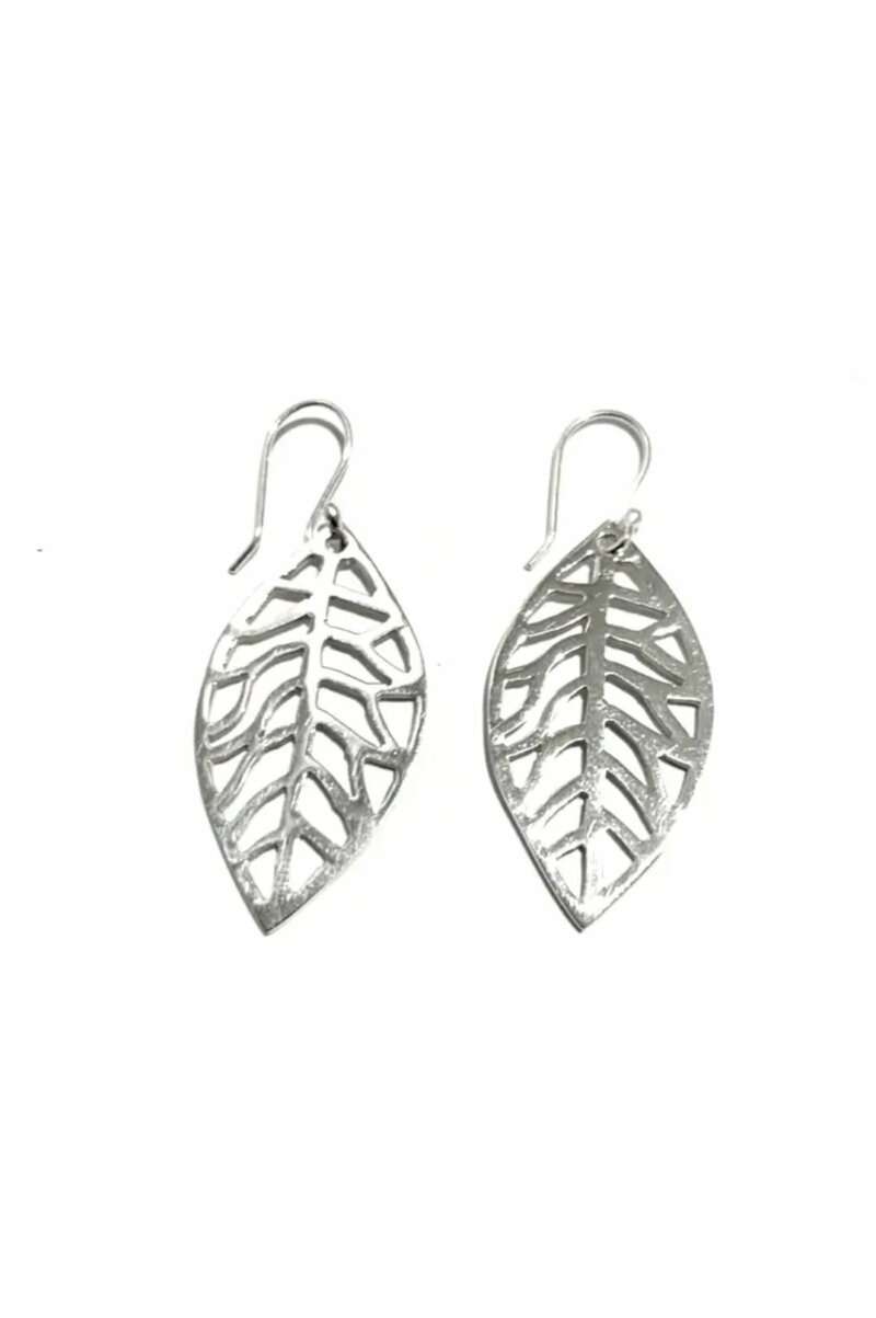 Ironclay cutout leaf earrings