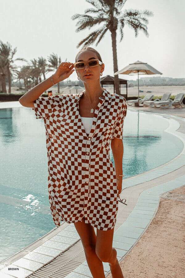 Palm Collective Checkerboard Dress