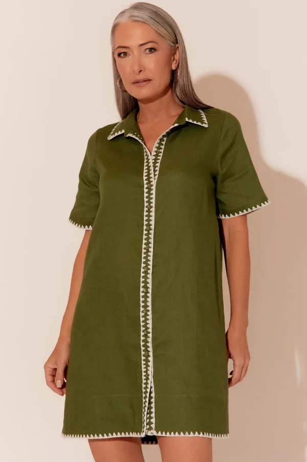 Adorne Ebony Stitched Edge Dress Green