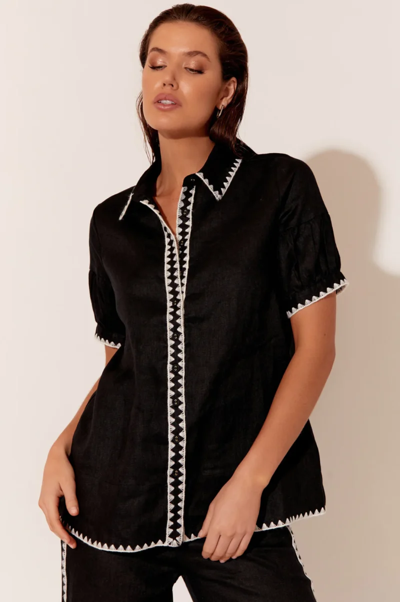 Adorne Ebony Stitched Edge Shirt Black