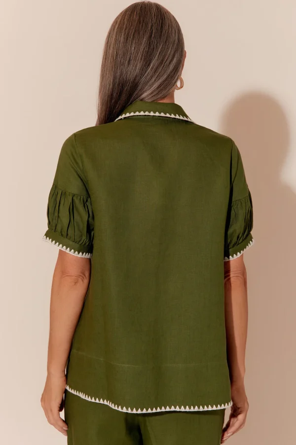 Adorne Ebony Stitched Edge Shirt Green