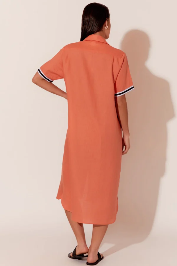 Adorne Emerson Grosgrain Stripe Dress Coral