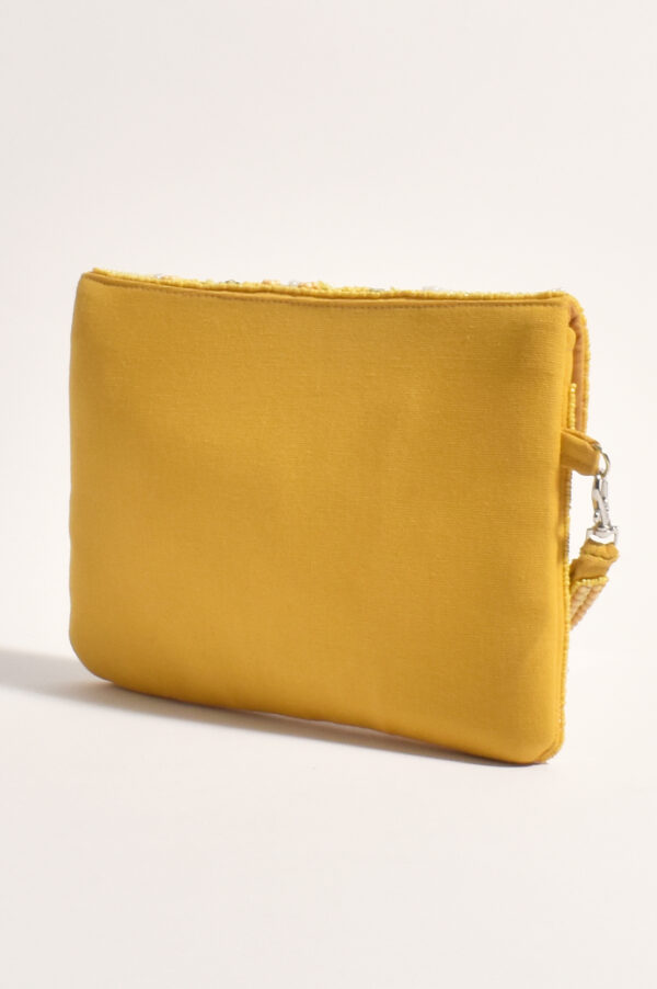 Adorne Bead Sequin Mix Pattern Fold Over Clutch Yellow
