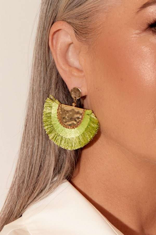 Adorne Double Layer Event Earrings Green Gold