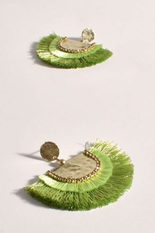 Adorne Double Layer Event Earrings Green Gold