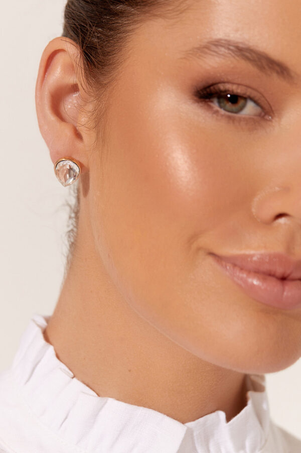 Adorne Marcia Rub Over Teardrop Stud Earrings Pink/Gold