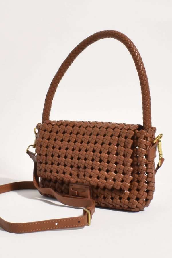 Adorne Pippa Lattice Weave Handbag Tan