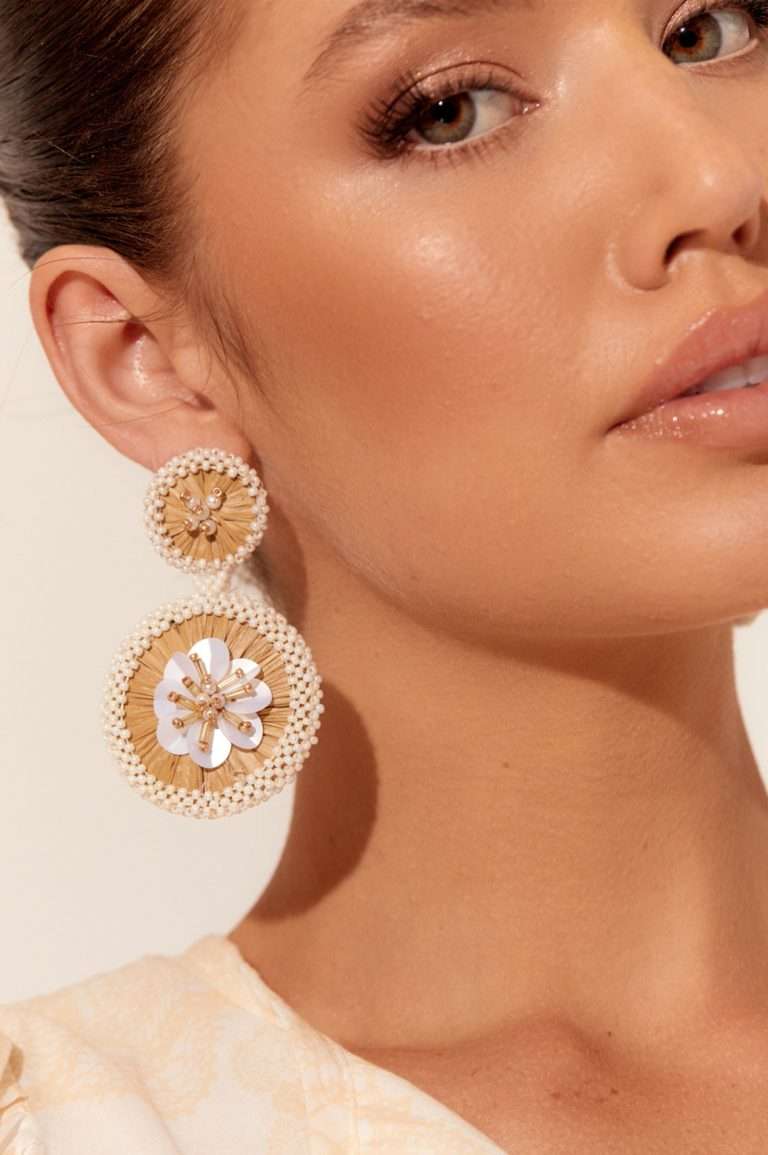 Adorne Sequin Centre Bead Edge Earrings