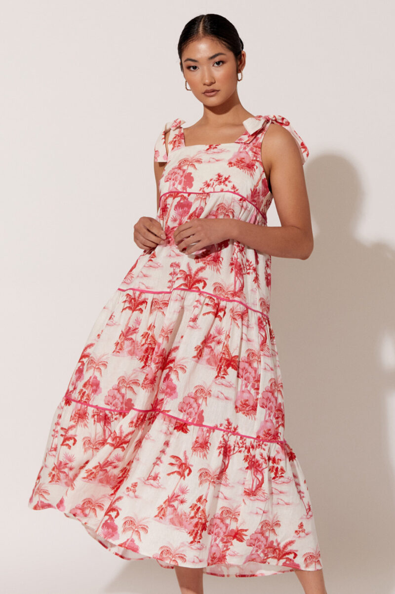 Adorne Allegra Print Linen Dress