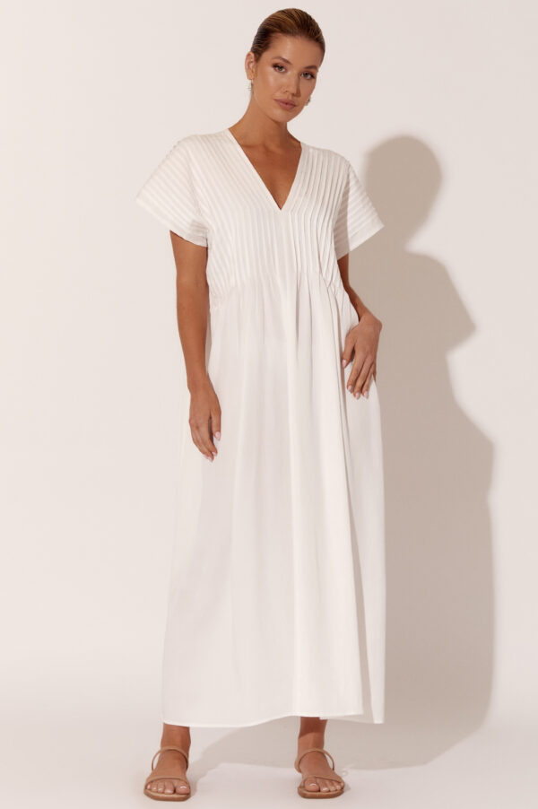 Adorne Dani Pleated Midi Dress White