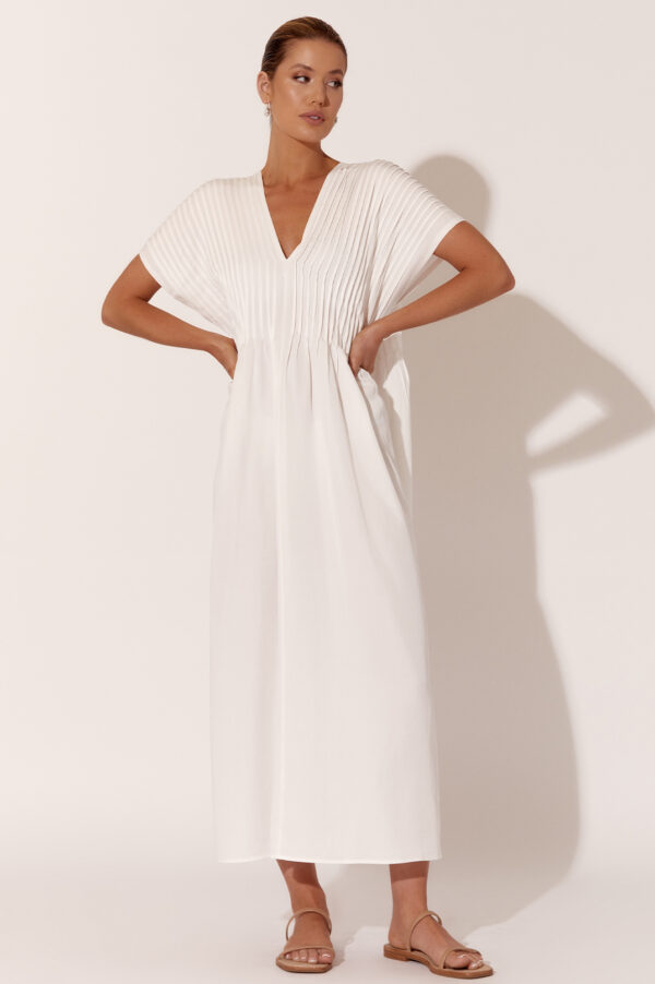 Adorne Dani Pleated Midi Dress White