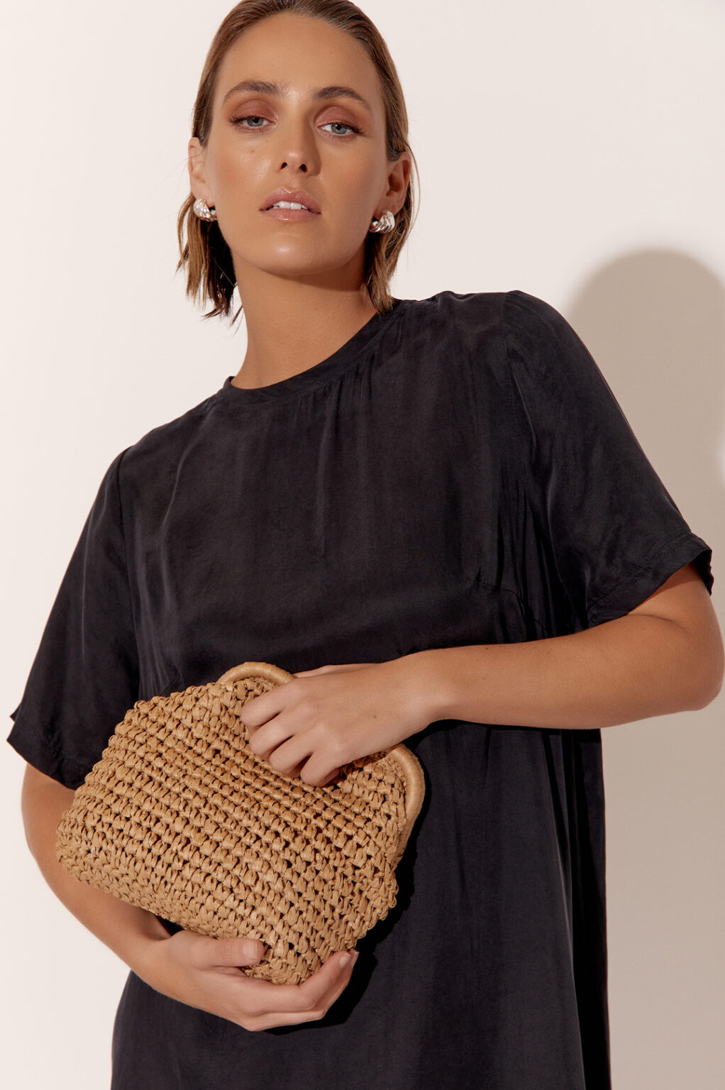 Adorne Valencia Glitter Curve Top Structured Clutch (Gold) main image 0