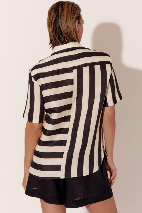 Adorne Nancy Stripe Linen Shirt Cream/Black