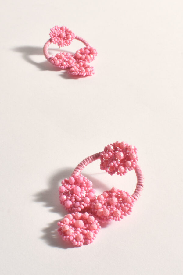 Adorne Beaded Crochet Ring Front Earrings Pink