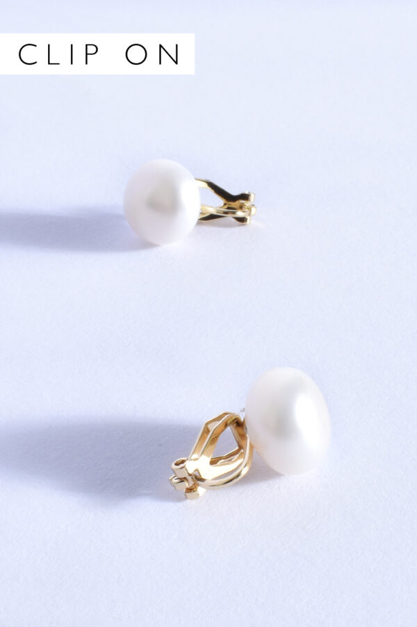 Adorne Everyday Clip On Pearl Earrings Cream Gold