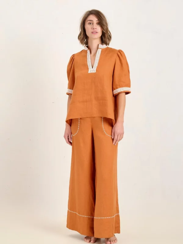 State of Embrace Linear Palazzo Pants Russet