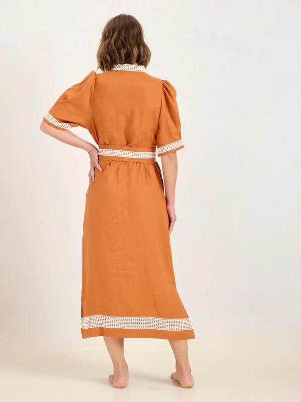 State of Embrace Peek Linen Dress Russet