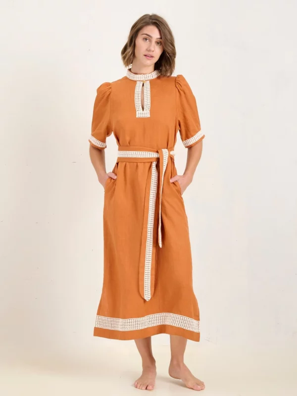 State of Embrace Peek Linen Dress Russet