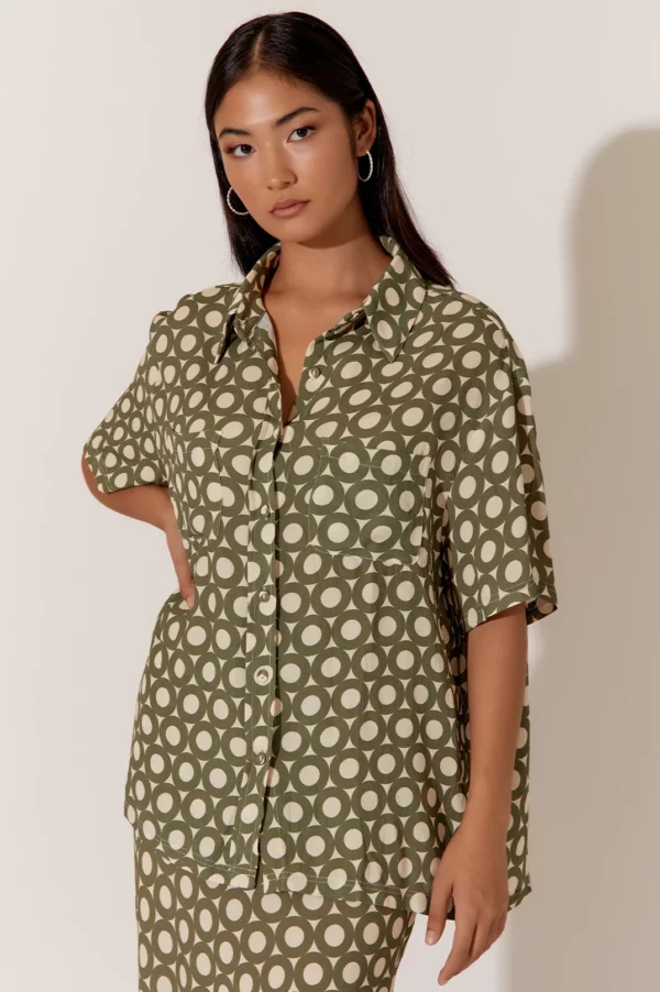 Adorne Ayla Geometric Short Sleeve Shirt