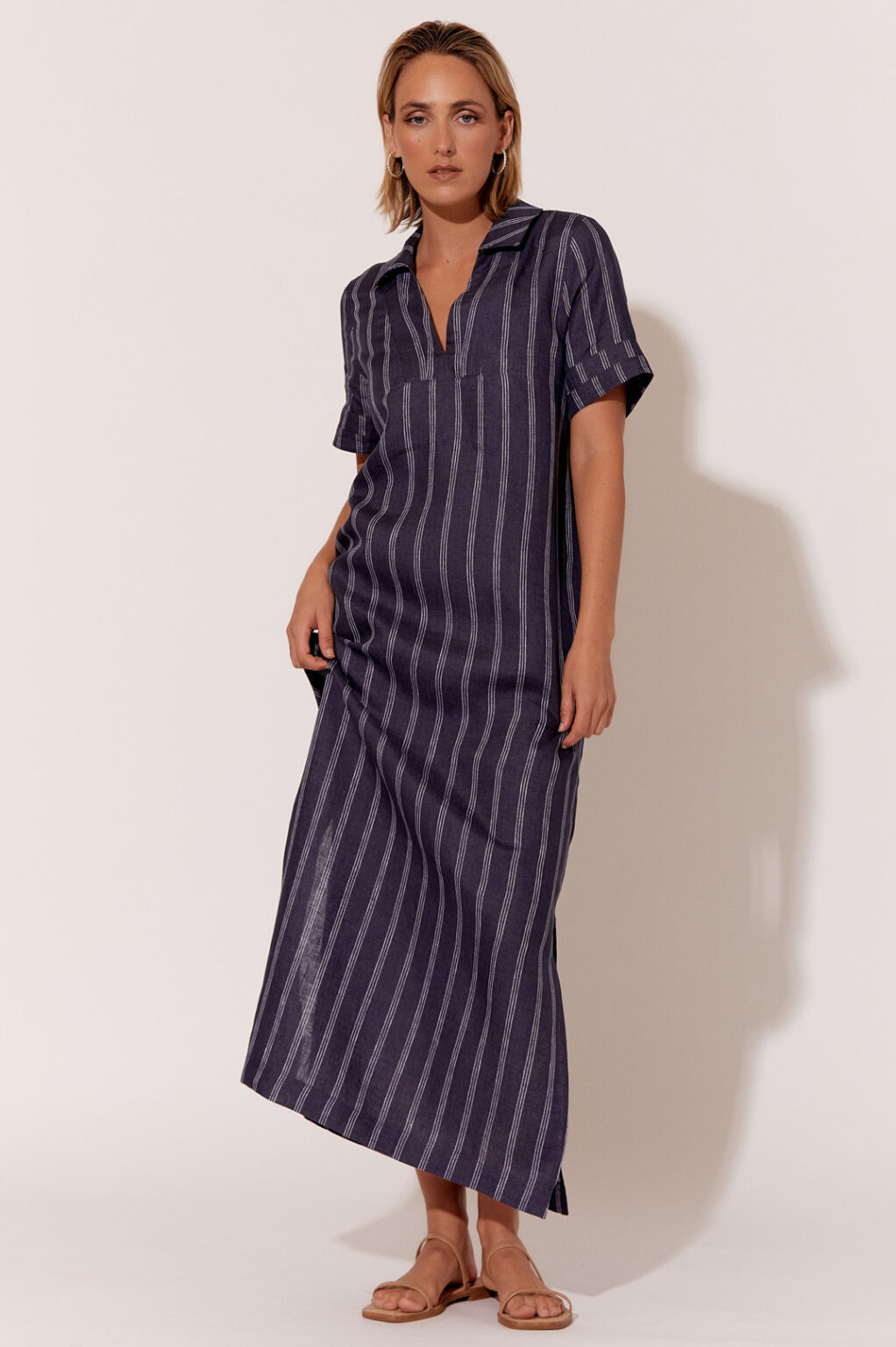 Adorne Melanie Stripe Linen Dress