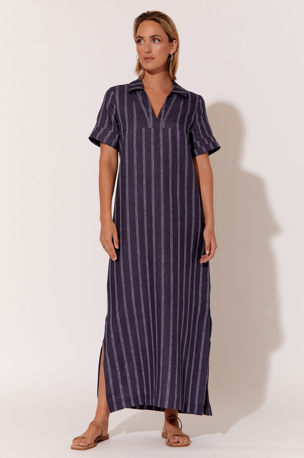 Adorne Melanie Stripe Linen Dress