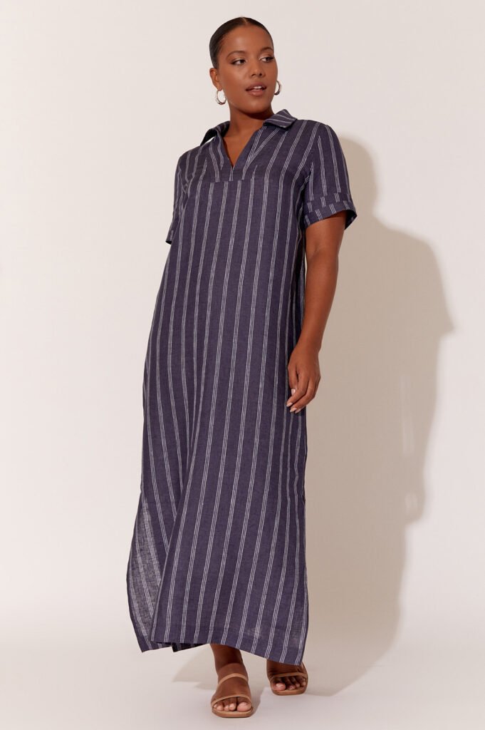 Adorne Melanie Stripe Linen Dress