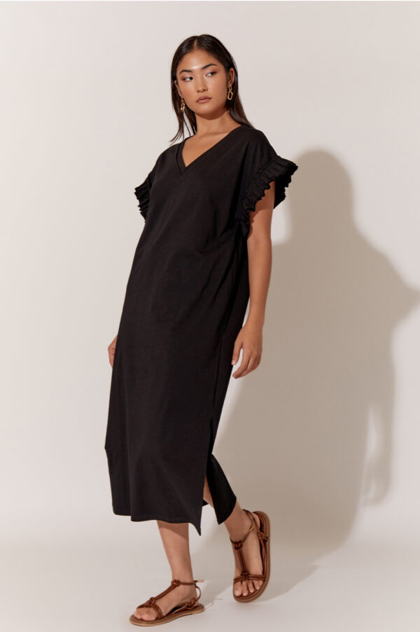 Adorne Annika Frilled Sleeve Knit Dress Black