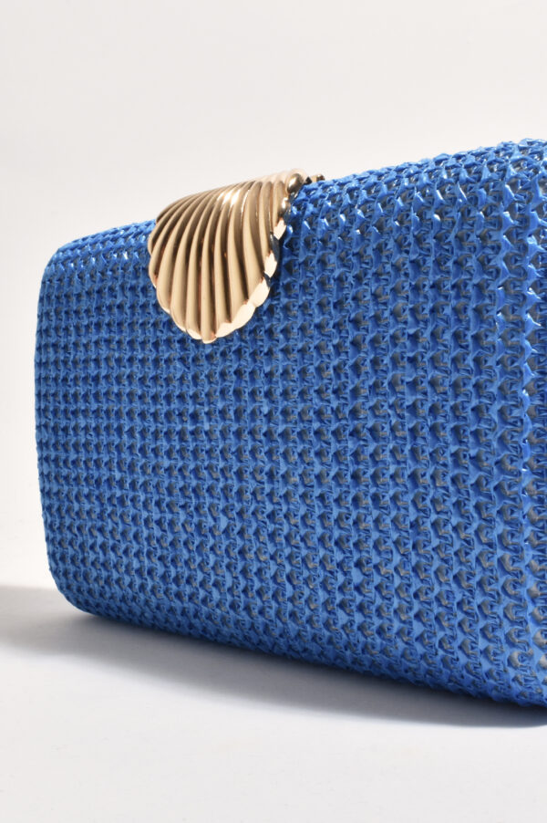 Adorne Livy Shell Clasp Structured Clutch Blue