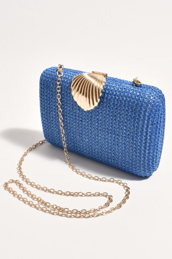 Adorne Livy Shell Clasp Structured Clutch Blue