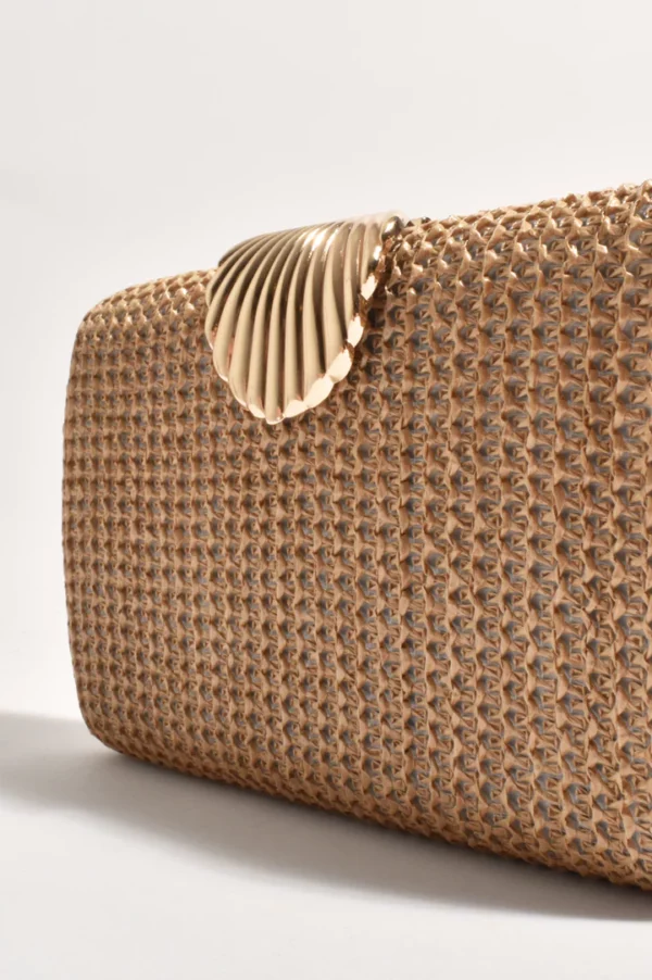 Adorne Livy Shell Clasp Structured Clutch Woven