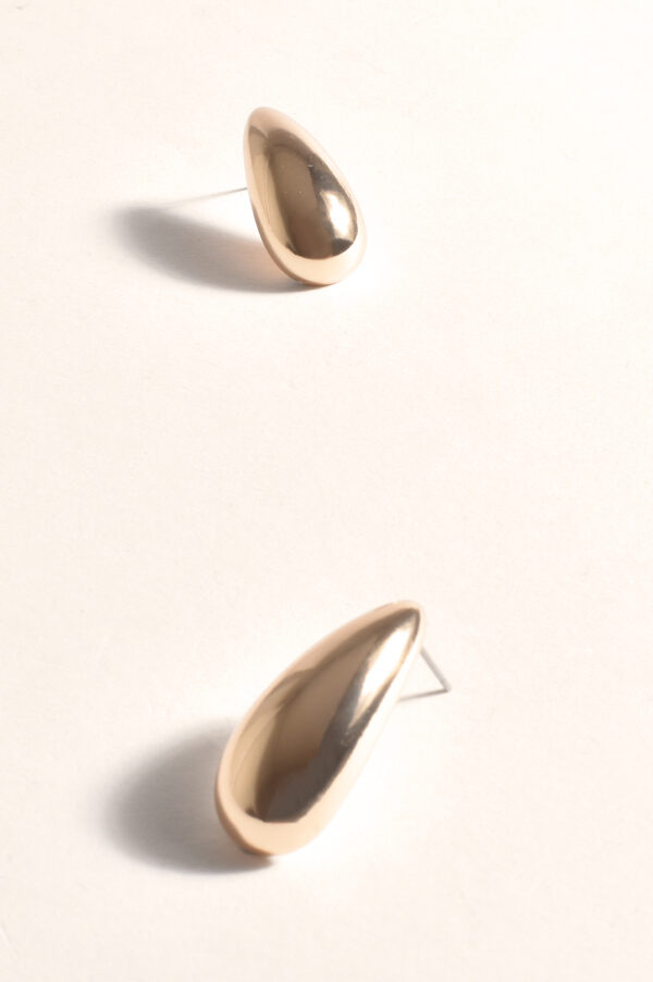 Adorne Teardrop Dome Metal Earrings Gold