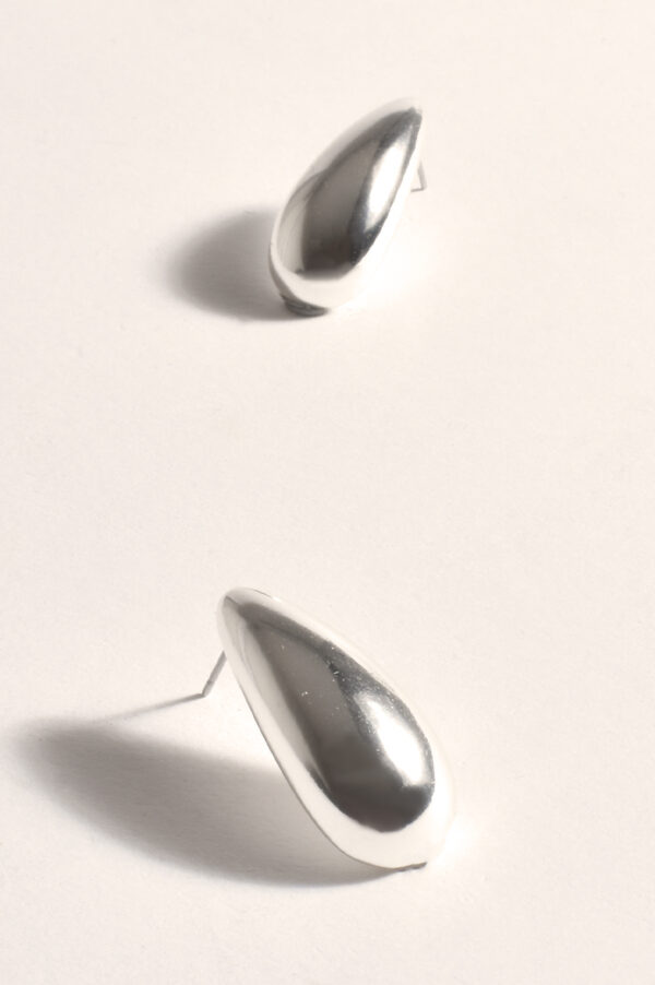 Adorne Teardrop Dome Metal Earrings Silver