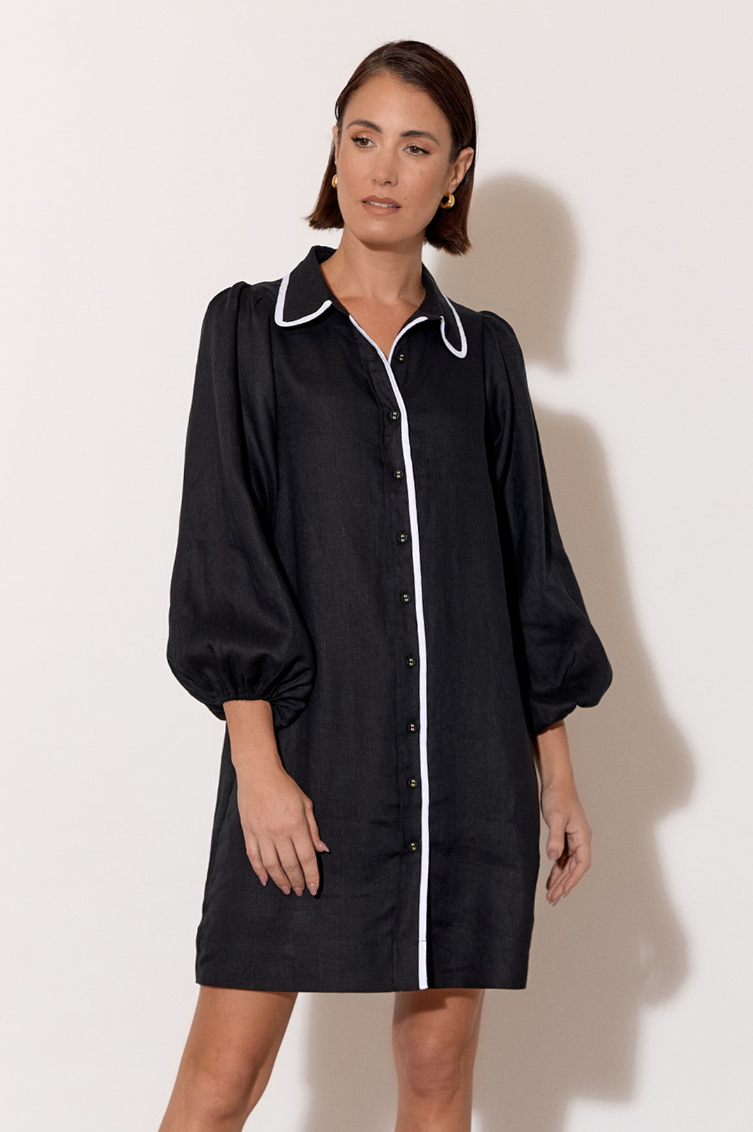 argue LINEN BOXY WIDE SHIRT 仕上げる DRESS/BLACK