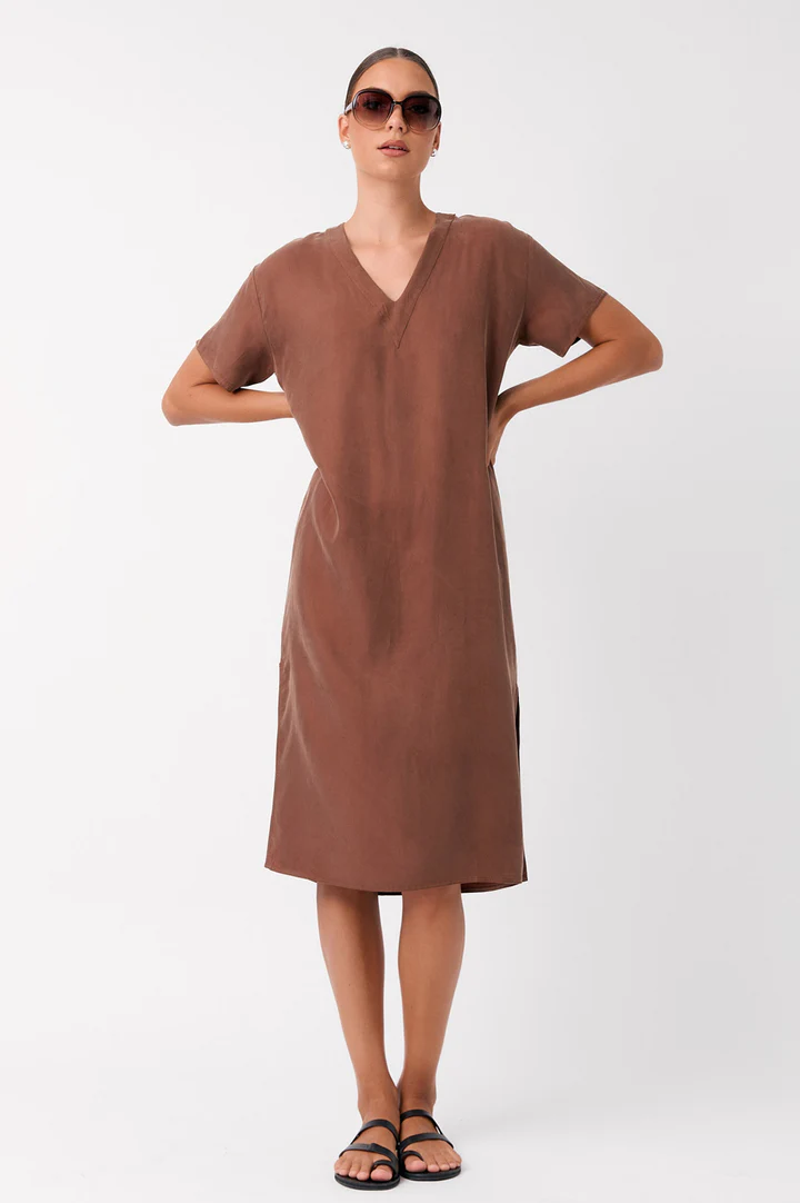 Adorne Georgia V Neck Cupro Dress - 2 colours - Image 5