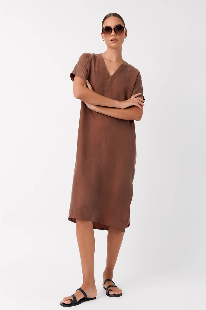 Adorne Georgia V Neck Cupro Dress - 2 colours - Image 4