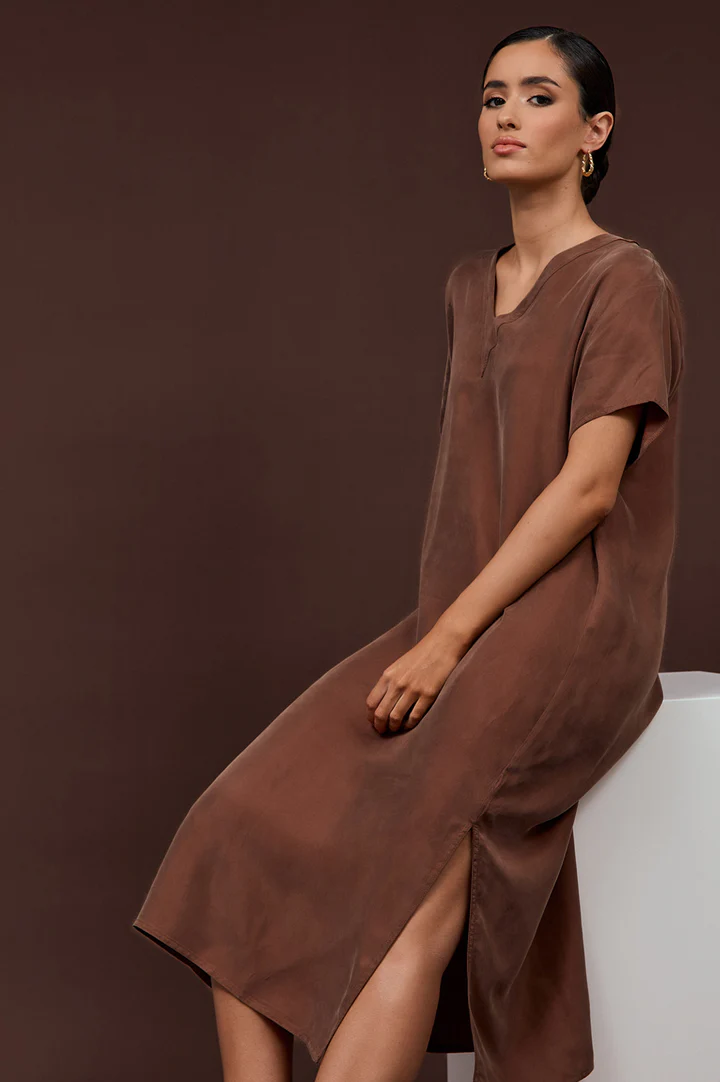 Adorne Georgia V Neck Cupro Dress - 2 colours - Image 2