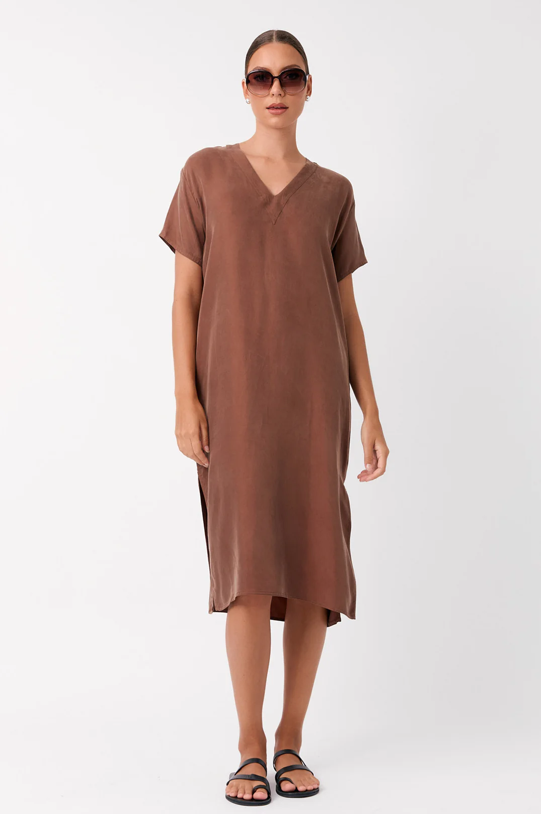 Adorne Georgia V Neck Cupro Dress - 2 colours - Image 3