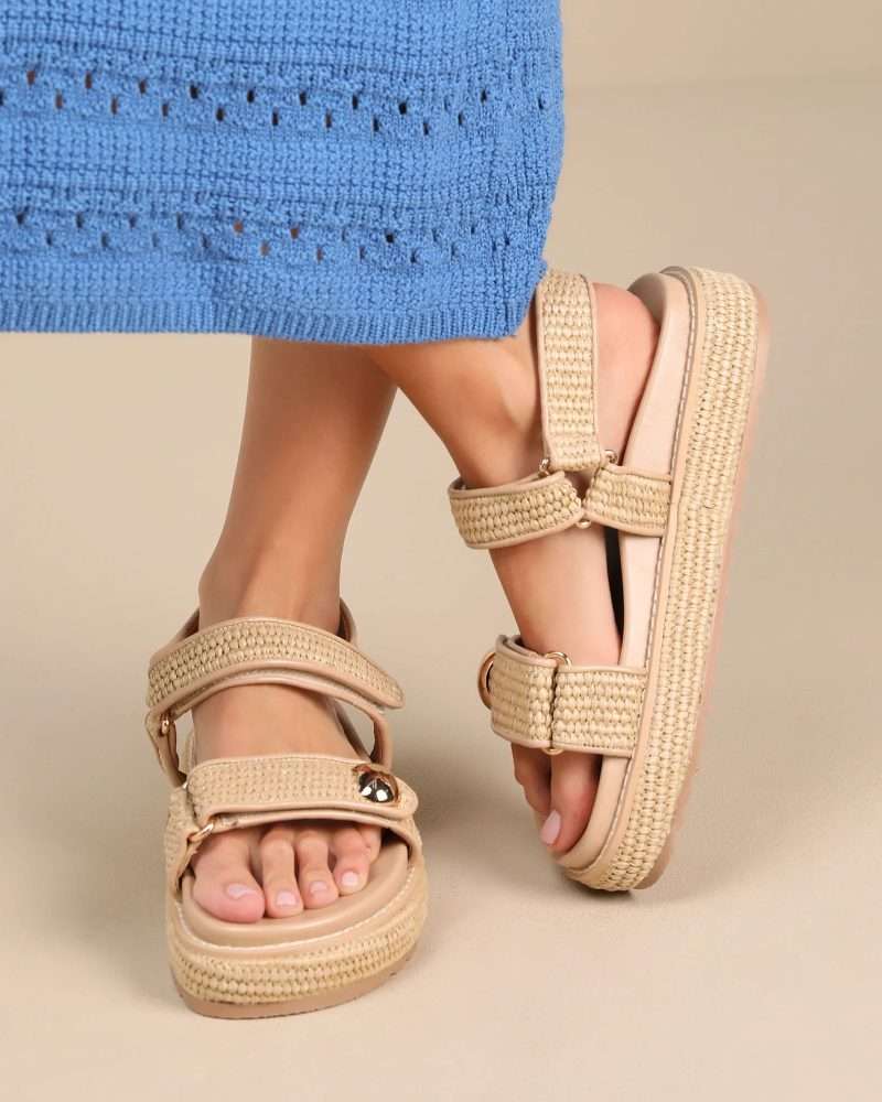 Billini Porter Natural Raffia Flatform Sandals