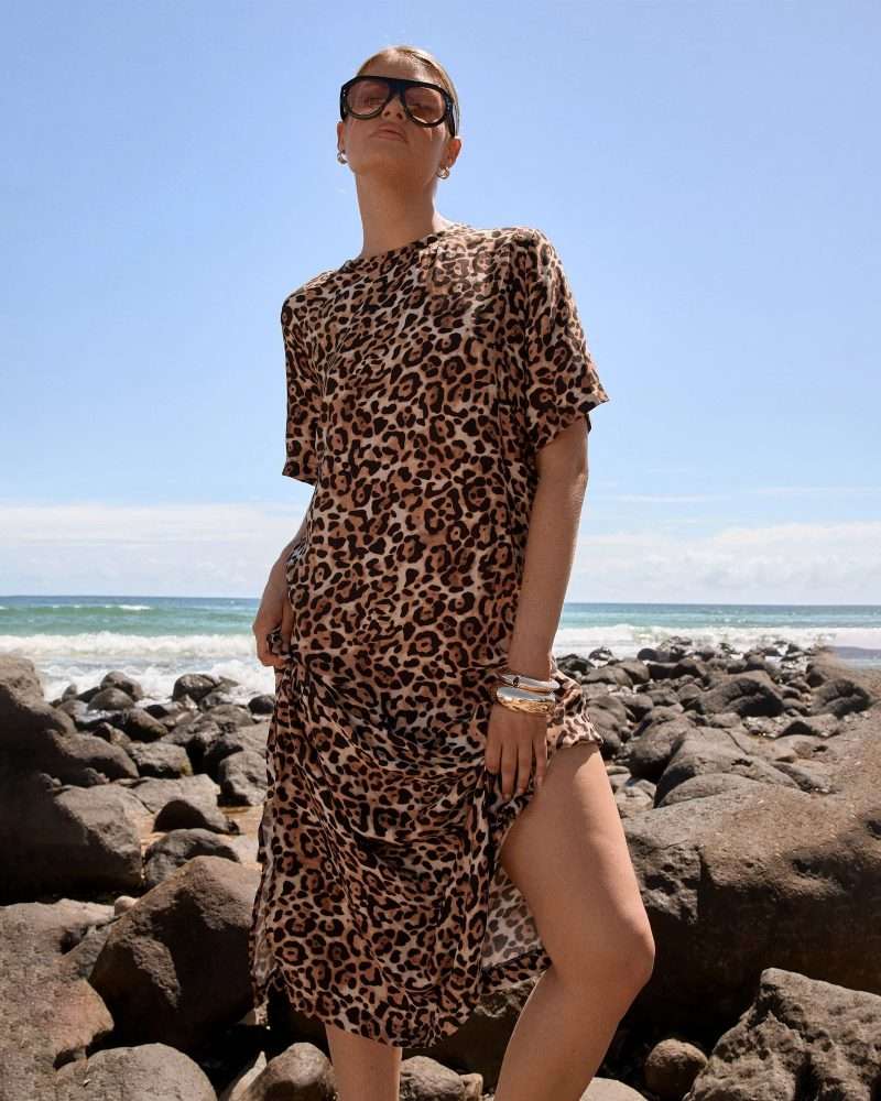 Adorne Ryan Luxe Leopard Cupro Dress