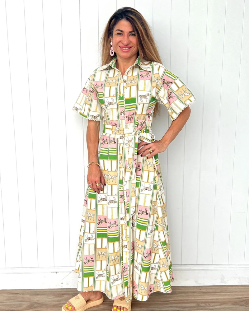 Palm Cove Willow Short Sleeve Maxi Dress - Let Freedom Reign Print