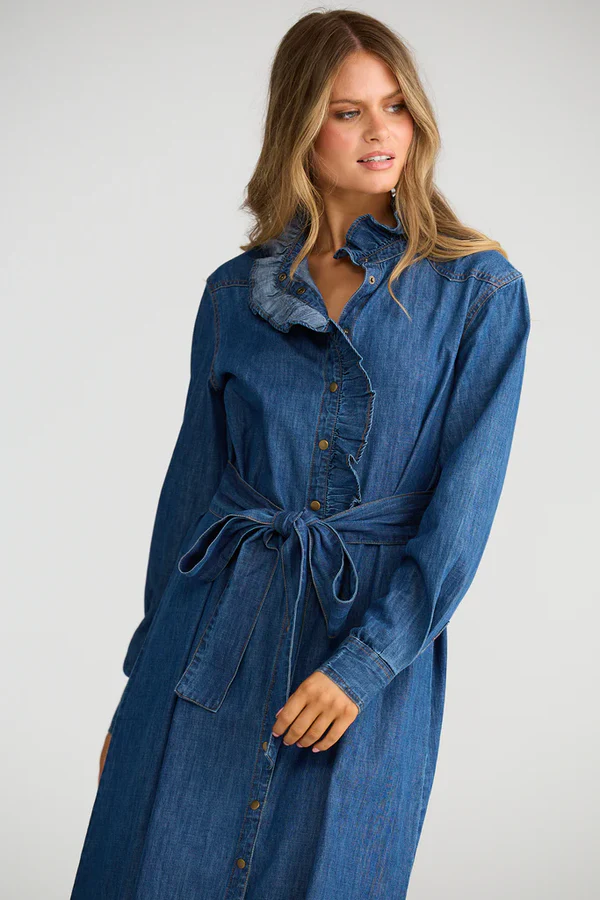 Talisman Pedro Maxi Dress - Mid Denim - Image 4