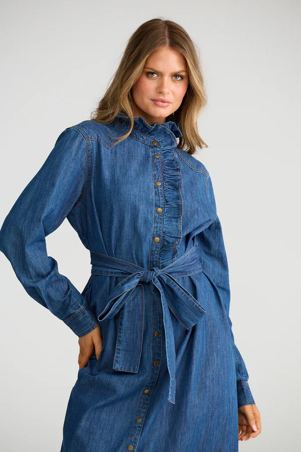 Talisman Pedro Maxi Dress - Mid Denim - Image 3